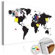 Slika na plutenoj podlozi World Map Black&White Elegance [Cork Map] 90x60